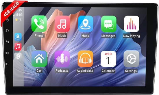 ESSGOO Autoradio 2 Din - 4+64GB - Android 15 - 10.1 Inch - Carplay