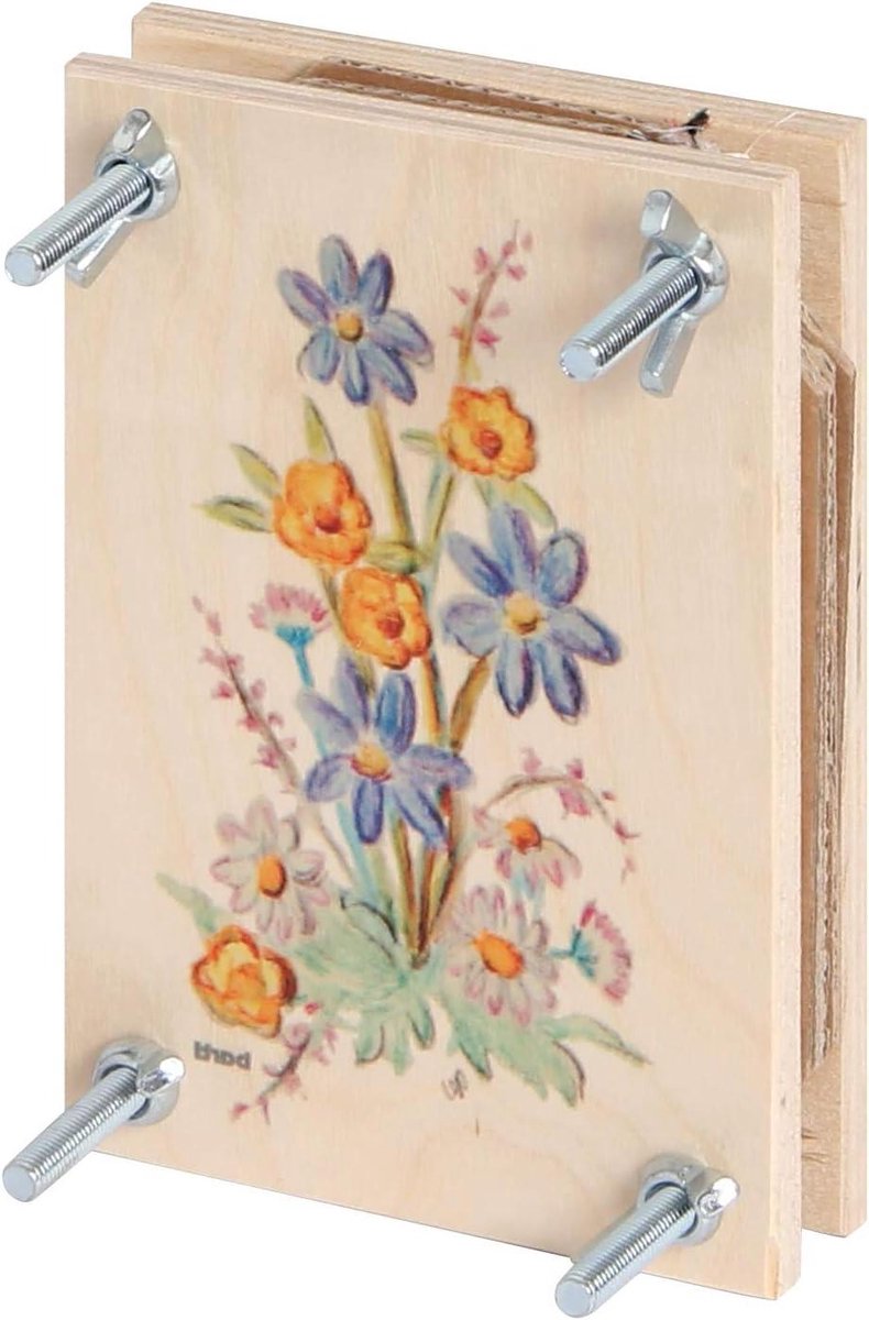 Houten Bloemenpers - Knutselset Planten - Planten Drogen - Inclusief Tussenlagen - 15 x 10 cm - Kleurrijk