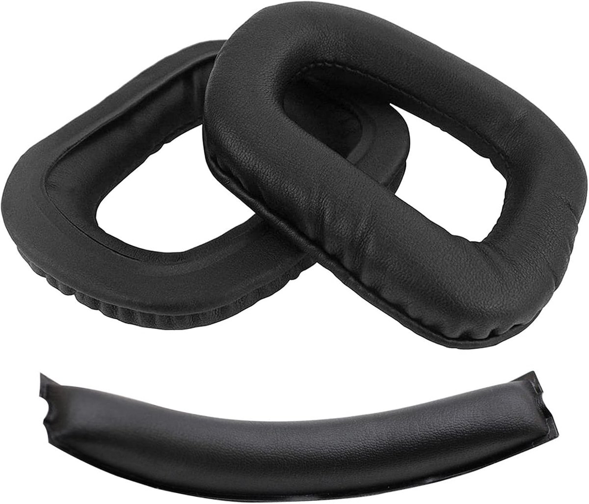 SnelShoppen - Vervangende Hoofdtelefoon Oorkussens Set, Compatibel met Draadloze Gaming Headset, Hoogwaardige Echte Leer, Comfortabel, Zwart, Voor Lan