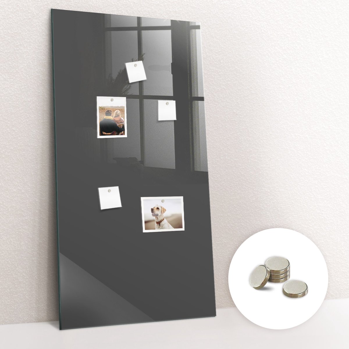 Tulup Glassboard - Grijze kleur Magneetbord - 60 cm x 120 cm - Memobord Keuken - Design Memobord - Memo Bord Grijs - Inclusief Gratis Magneten - Memobord Magnetisch - Foto Magneetbord