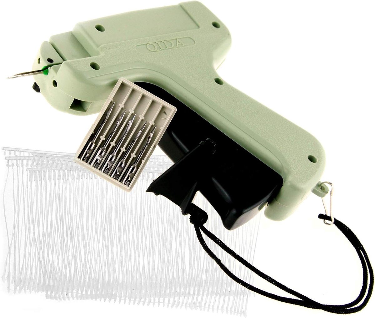 SnelShoppen - Labelgun met 5 staalnaalden en 1000 labelstangen voor kleding, sokken, hoeden, accessoires - Perfect voor winkels en boetieks