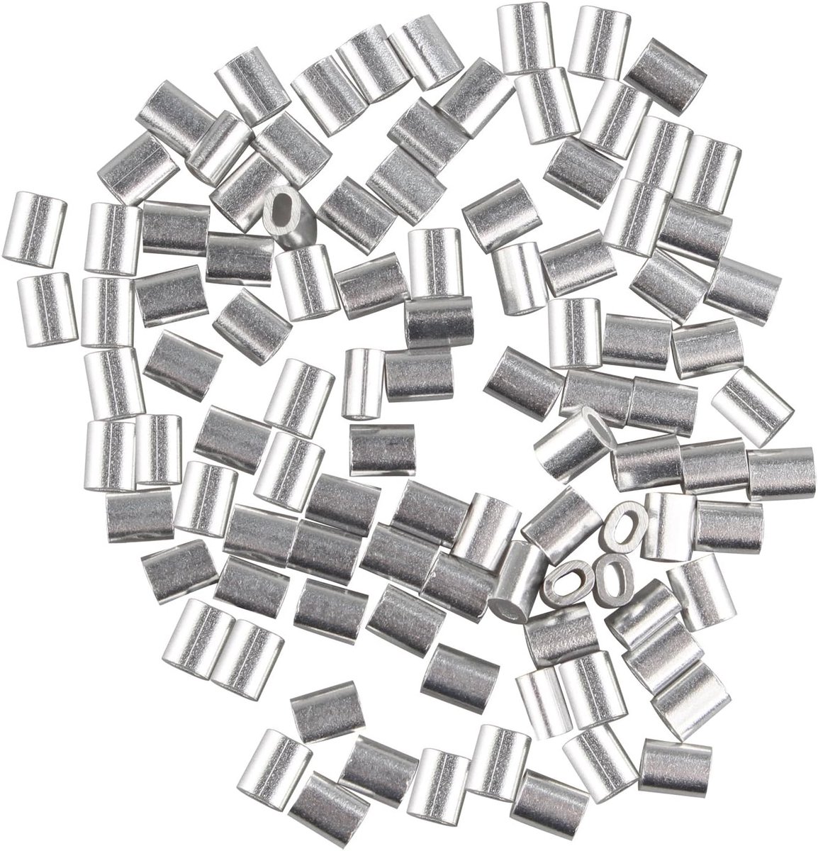 100pcs Aluminum Crimping Loop Sleeve Clips Oval Shape for 1mm Cable Wire Rope Silver Tone - ShopVlot