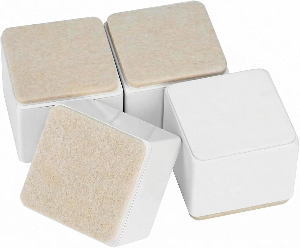 Meubelverhogers - Bedpoten - Meer Opbergruimte - Zelfklevend Carbonstaal - 4 Stuks 50mm - Wit
