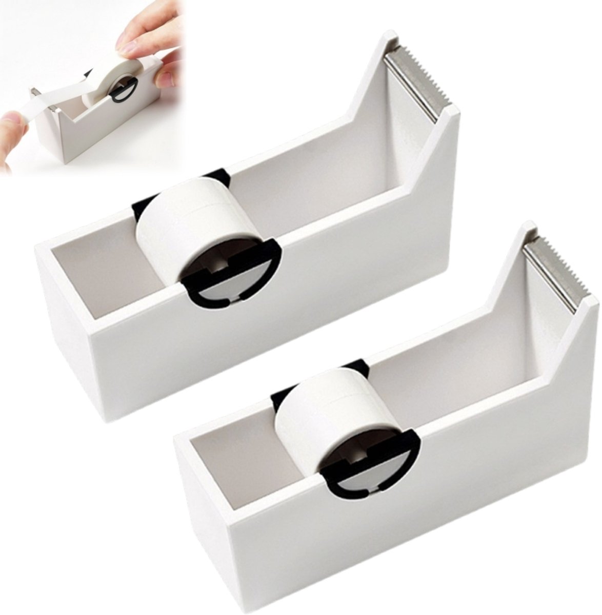 2 stuks-Wimperverlengingstapesnijder - Tapeverdeler - Bureautapehouder - Kantoorartikelen - Geschikt voor thuis, kantoor en winkel - Wit - 94*32*55 mm