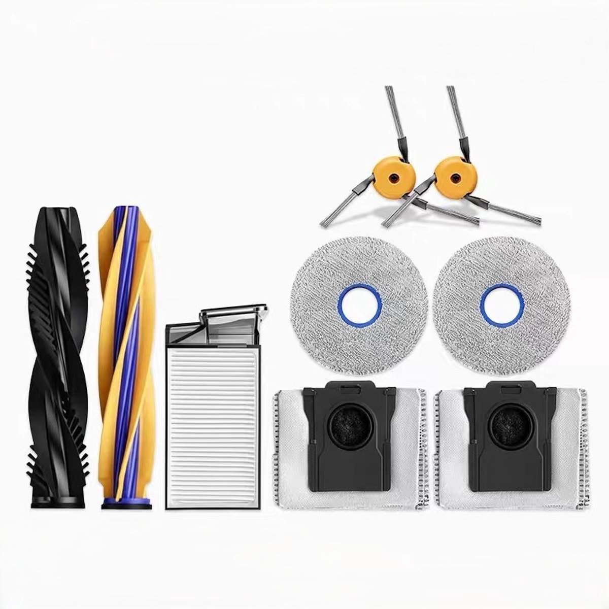 Geschikt voor dreame robotstofzuiger - 9stuks - geschikt voor dremel X60 Max Ultra robotstofzuiger - inclusief 2 hoofdrolborstels - 2 dweilpads - 2 stofzakken - 2 zijborstels - 1 HEPA-filter