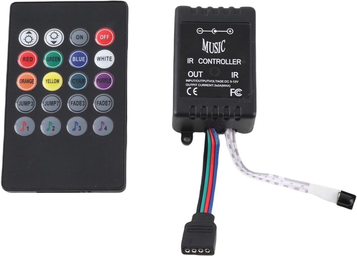 SnelShoppen - LED Muziek Controller 20 Toetsen IR Afstandsbediening Geluidsensor Controller voor RGB Stripverlichting - Perfect voor Feesten, KTV's, B