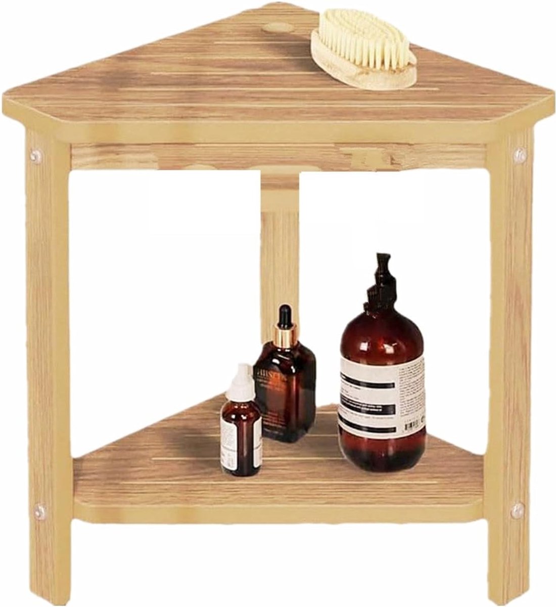 Hoekplank van Bamboe, 2-laags Plank voor Badkamer, Douche en Keuken met Ruimtebesparend Ontwerp