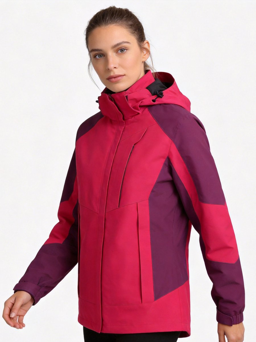 Daity Softshell Jas Dames Waterdichte Wandeljas met Fleecevoering en Capuchon Winddichte Outdoor Regenjas Rosa