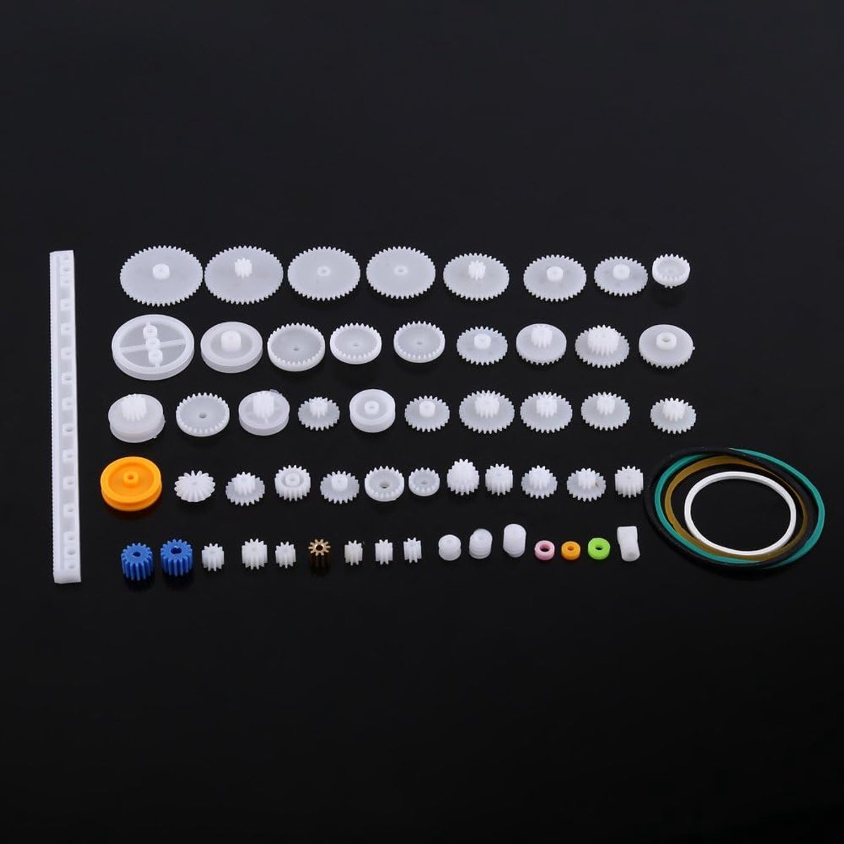 SnelShoppen - Set van Plastic Ingranen en Pulegge voor Cinghies Dentate - 60 Stuks - Duurzaam Materiaal - Geschikt voor Speelgoed, Auto's, Robots en M