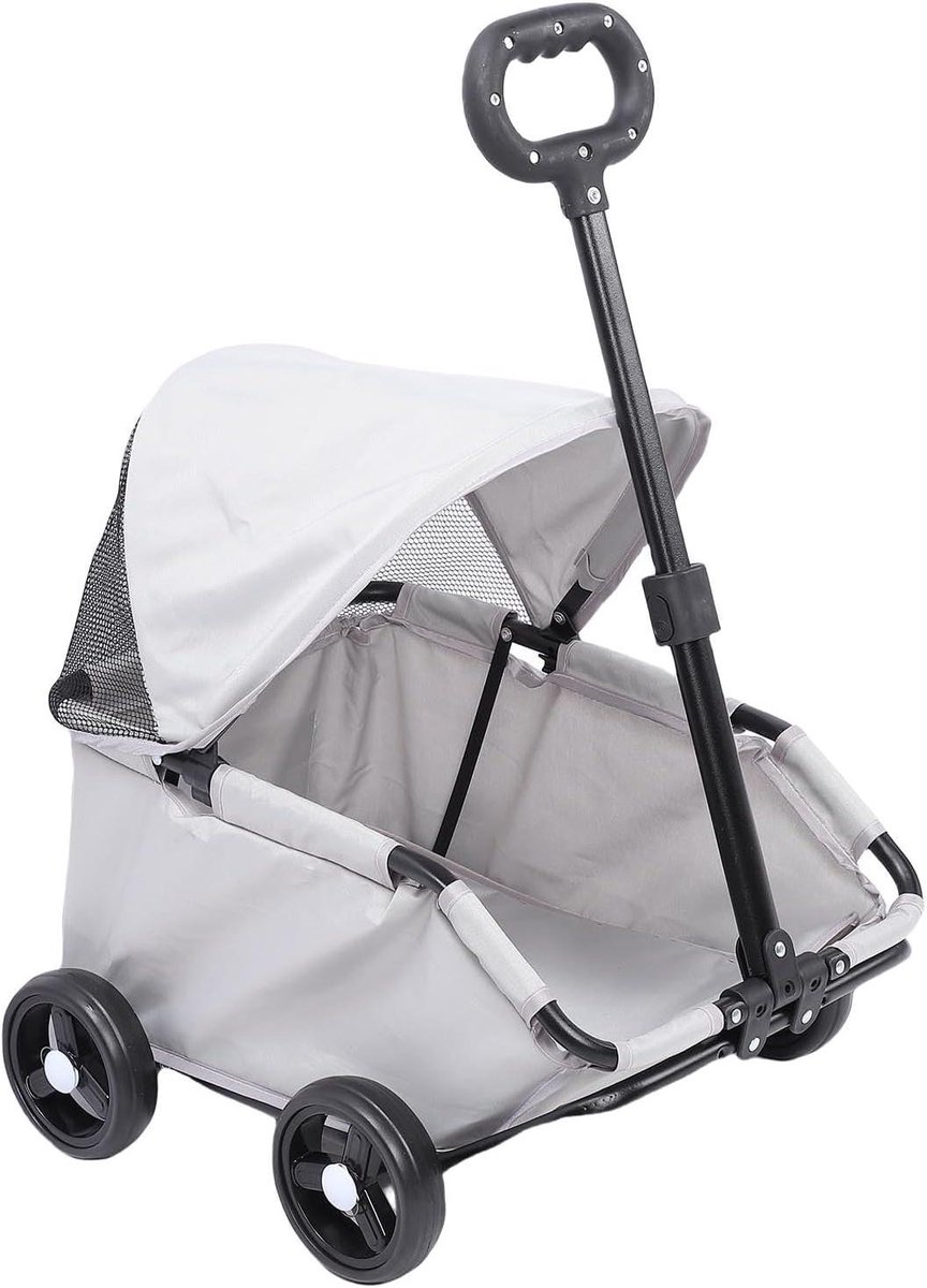 Hondenbuggy Opvouwbaar - Reisbuggy Huisdier - Comfortabel Wandelen - Eenvoudig 3-Staps Vouwsysteem - 58 x 37 x 15 cm - Grijs