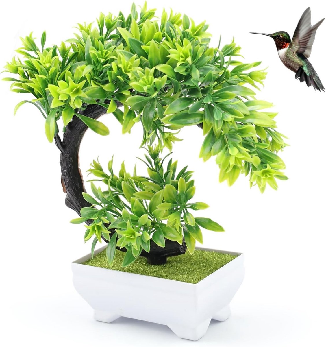 Kunstplant - Groen - - Kunstorchidee in Witte Bloempot - Voor Binnen- en Buitendecoratie