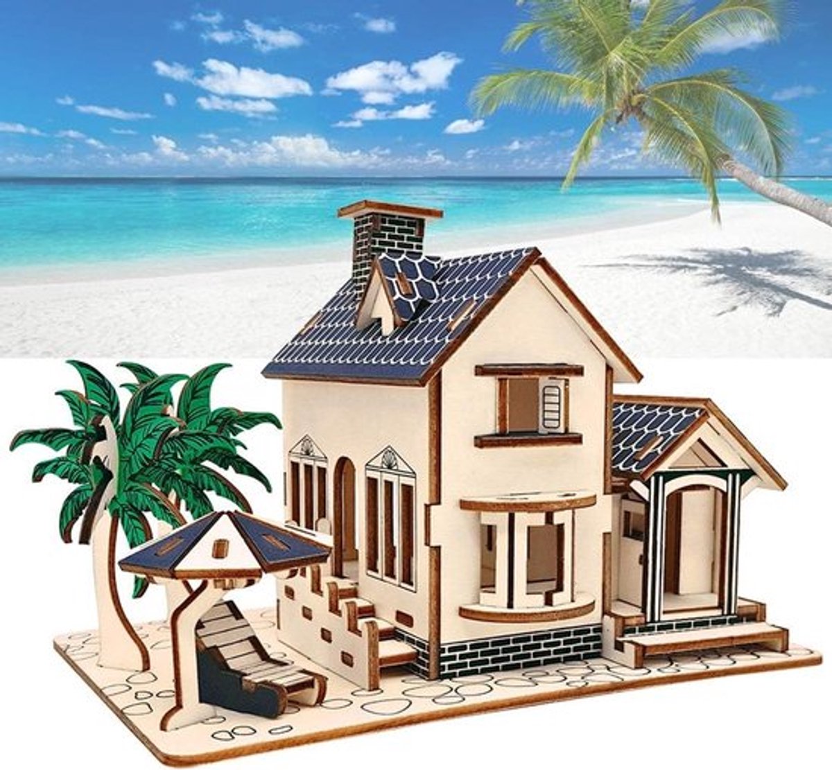3D Houten Villa Bouwset, DIY Assembleer Puzzel voor Educatieve Constructie Speelgoed voor Kinderen en Volwassenen