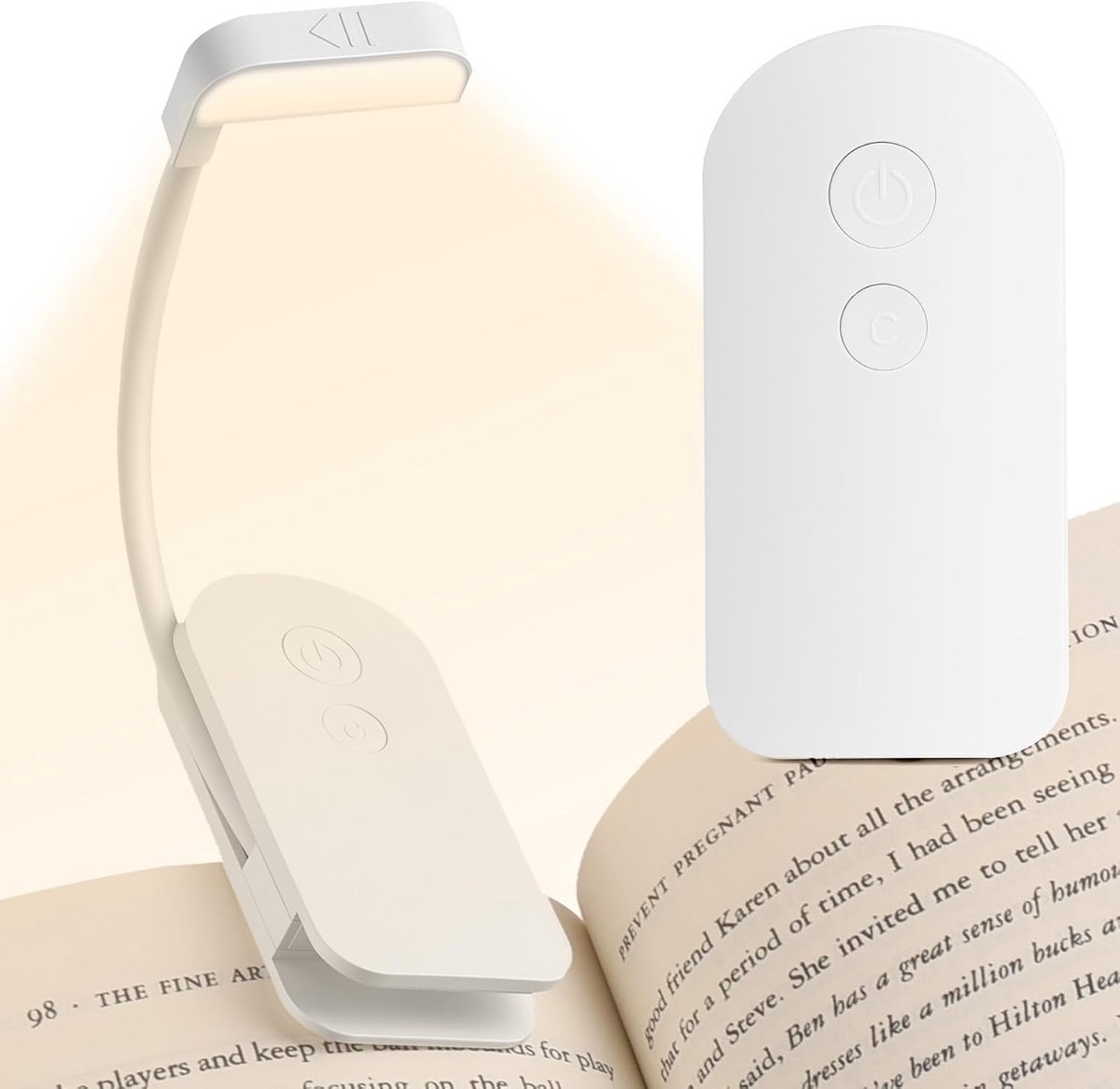 Leeslamp met Boekklem - Wit - USB-Oplaadbaar - 360° Draaibaar - Voor in Bed