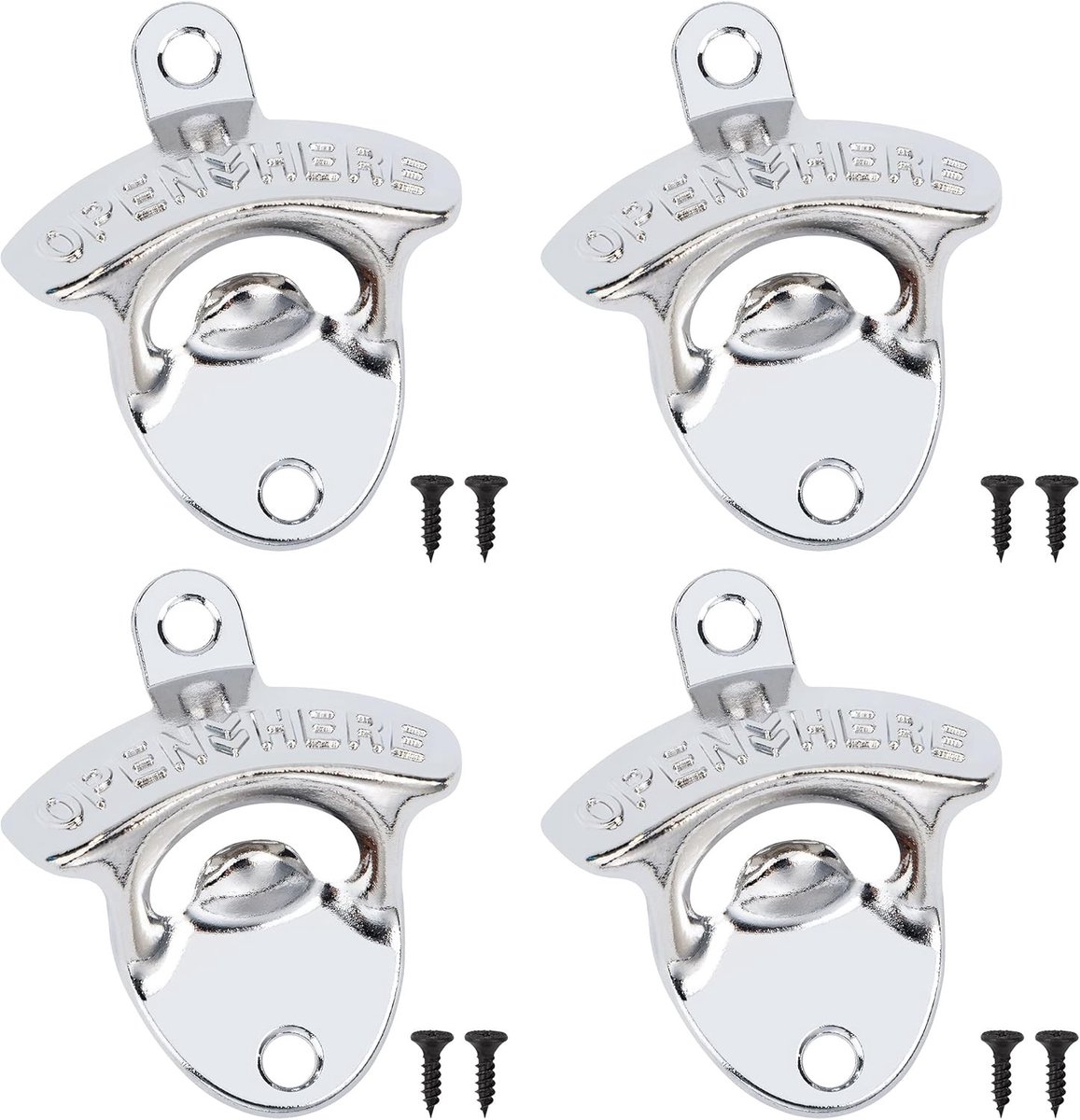 Wandmontage Flesopener - Zilverkleurig - 7,9 x 6,4 cm - Zinklegering - Voor Bars en Thuisgebruik
