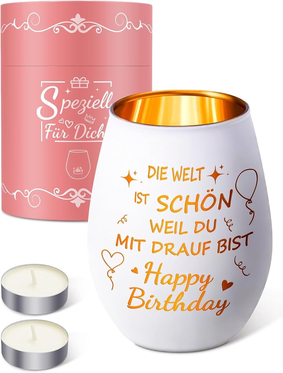 Windlicht met Gravure - Wit - 11 x 9 x 28 cm - Glazen Lantaarn met Spreuk - Voor Vrouwen en Moeders