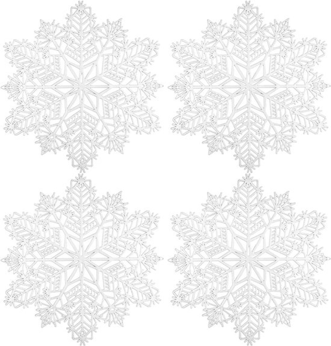 Set van 4 Ronde Bloem Placemat in Zilver, Geperst Vinyl, Warmte-isolatie voor Borden en Tafeldecoratie, Perfect voor Feestelijke Gelegenheden en Eten