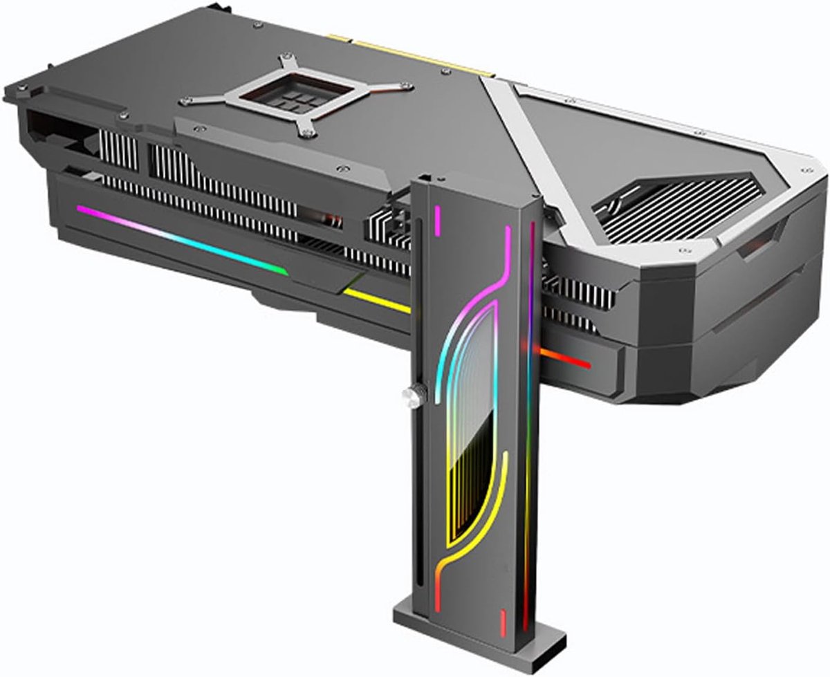 SnelShoppen - Height Adjustable RGB GPU Stand - Aluminium Legering, 19-153mm Verstelbare Grafische Kaart Houder met Magnetische Basis, Anti Sag Steun