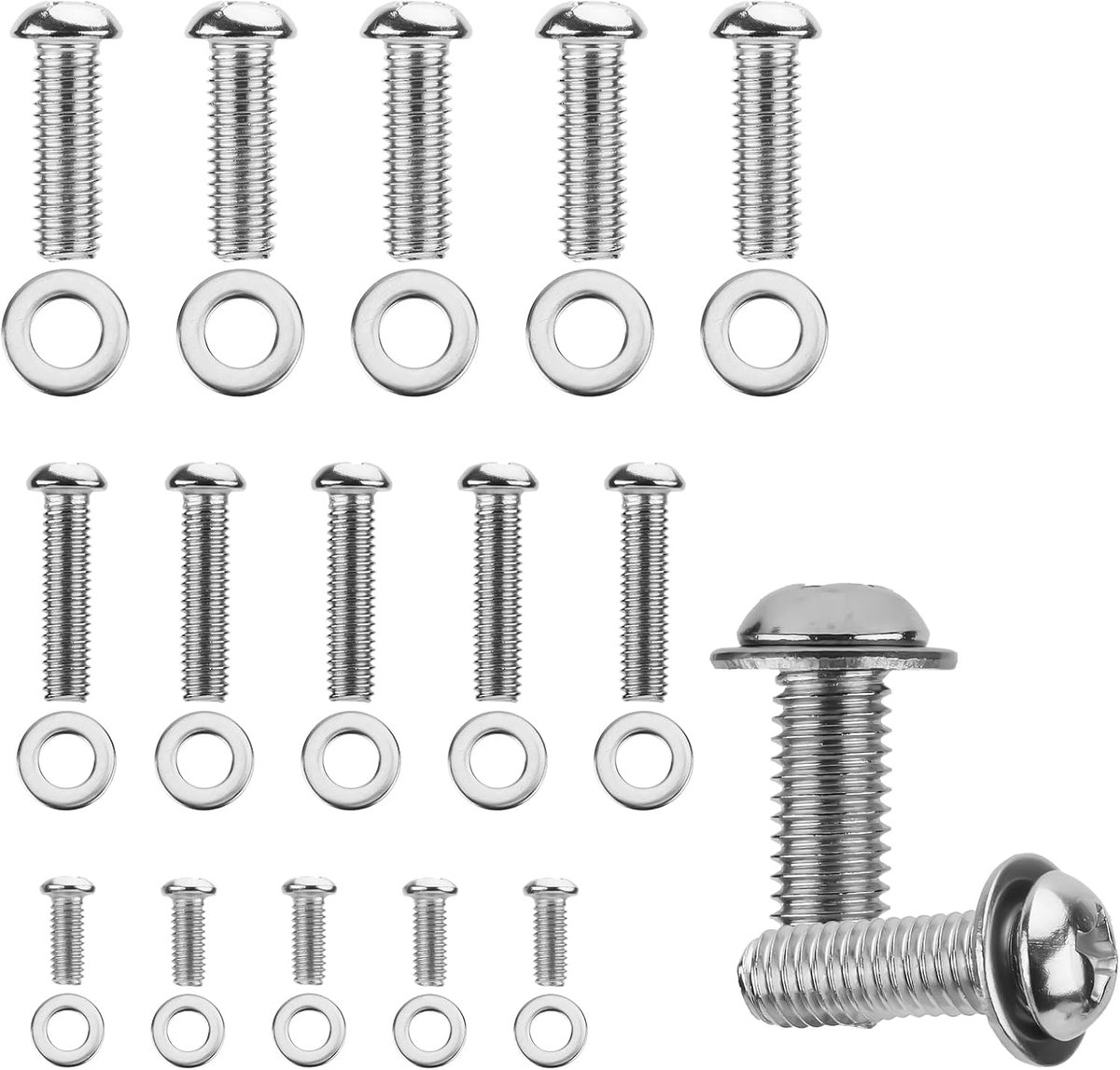 SnelShoppen - 30-delige TV Bevestigingsschroeven Set, Universele TV Montage Hardware Set van Staal M4 M6 M8, Wandmontage Schroeven en Ruimtes voor Mon