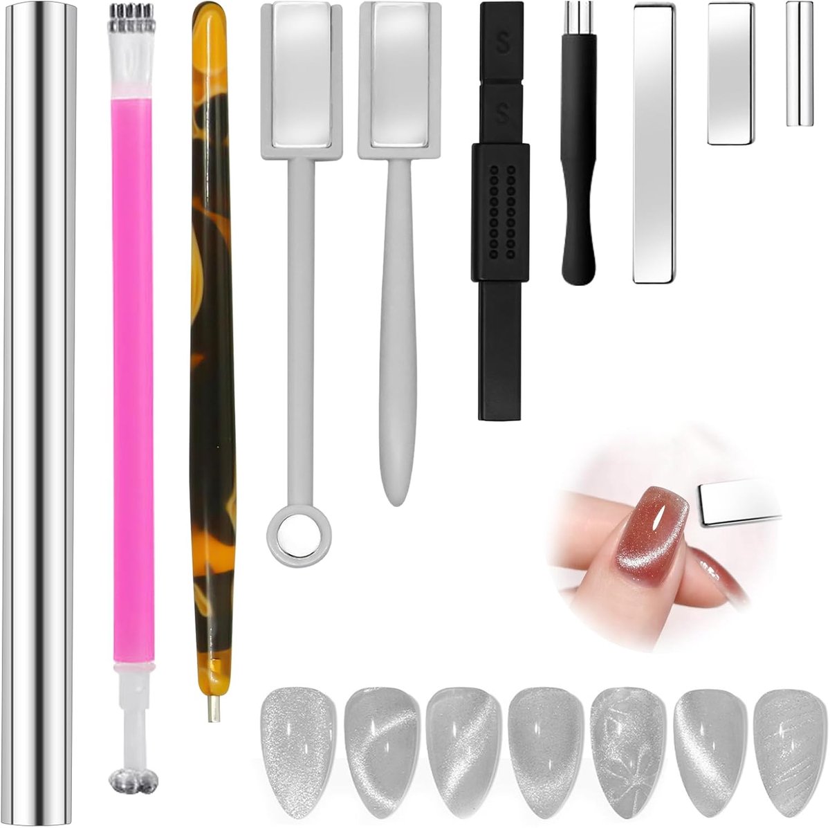 SnelShoppen - Set van 10 Nagel Magneten voor Oog van de Kat - Hoogwaardige Magnetische Materialen - Perfect voor Nail Art en Professioneel Gebruik