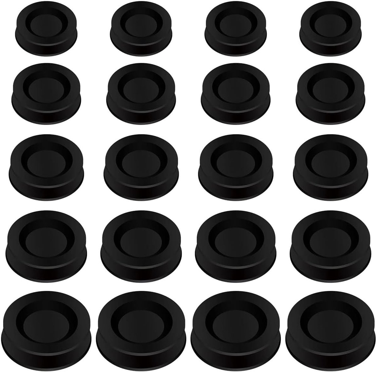 SnelShoppen - 20 Pack Ronde Geldbox Stoppen - Diverse Maten - Zwart Plastic Geldbox Stoppers - Duurzaam en Herbruikbaar - Geschikt voor Spaarpotten