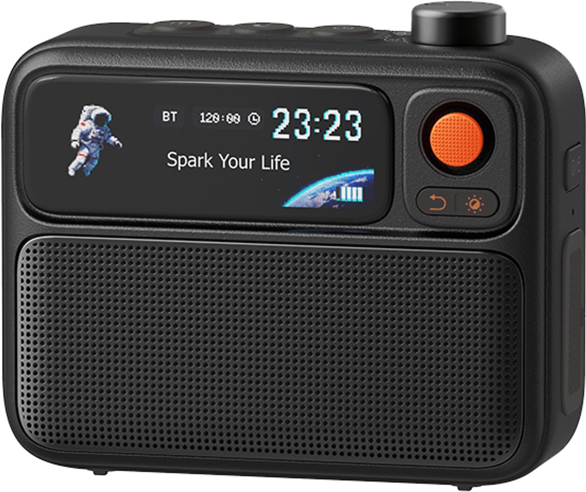 Divoom FlowToo 3-in-1 Bluetooth Speaker 10W - White Noise Machine en Slimme Wekker met 2,26 inch Display - Zwart