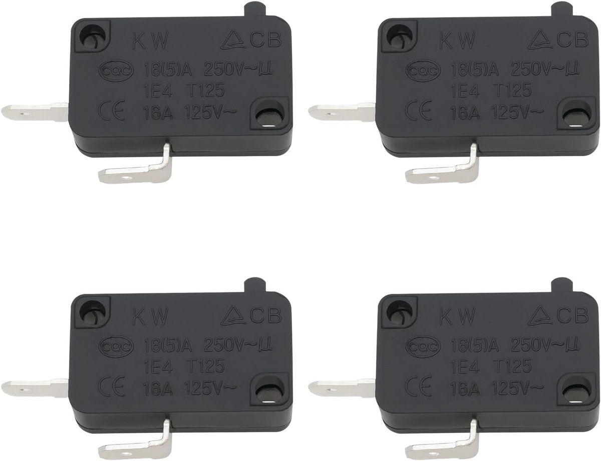 SnelShoppen - 4PCS Micro Switch 16A 250V - Compacte Micro Schakelaar voor Huishoudelijke Apparaten, Airconditioners, Elektronische Apparatuur, 37x16x1