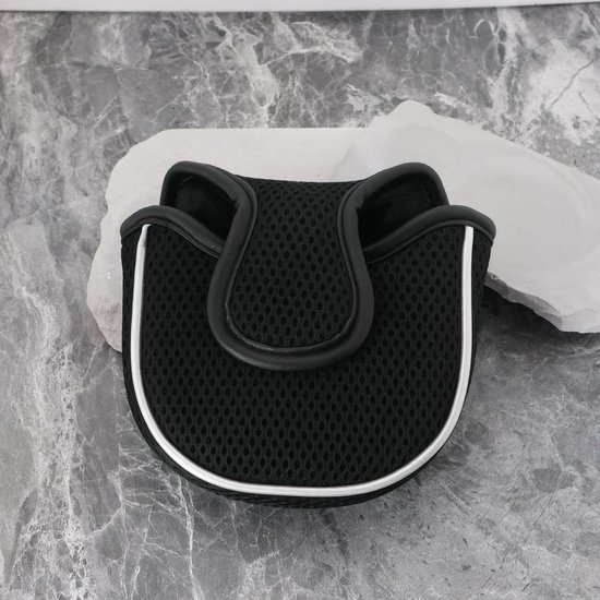 Golfclub hoes - Zwart mesh - Magnetische sluiting - Putter bescherming - Voor Mallet Putters - Zwart Mesh Mallet Putter Deksel - Magnetische Sluiting Golf Hoofddeksel - Geschikt voor Mallet Putters. — afbeelding 3