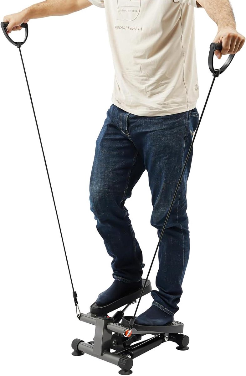 Mini Stepper Fitness - Thuis Hometrainer - Lichaam Trainen - Met LCD Scherm - Tot 120 kg - Zwart