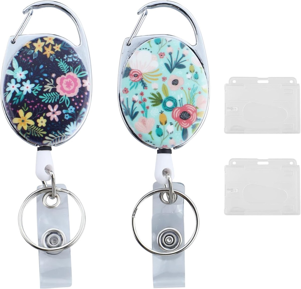 ID Kaarthouder 2 stuks - Retractable Sleutelhanger met Carabiner - Duurzaam en Handig - Praktische Badgehouder - ShopVlot