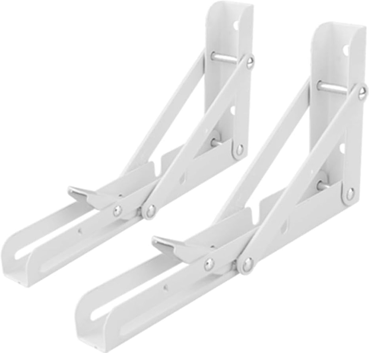 SnelShoppen - 2 Stuks Opvouwbare Plankdragers Console Wit 250 mm, 90 Graden, Volledig Inklapbaar, Stevig Staal, Ruimtebesparend Voor Thuiswerkplek, Ke