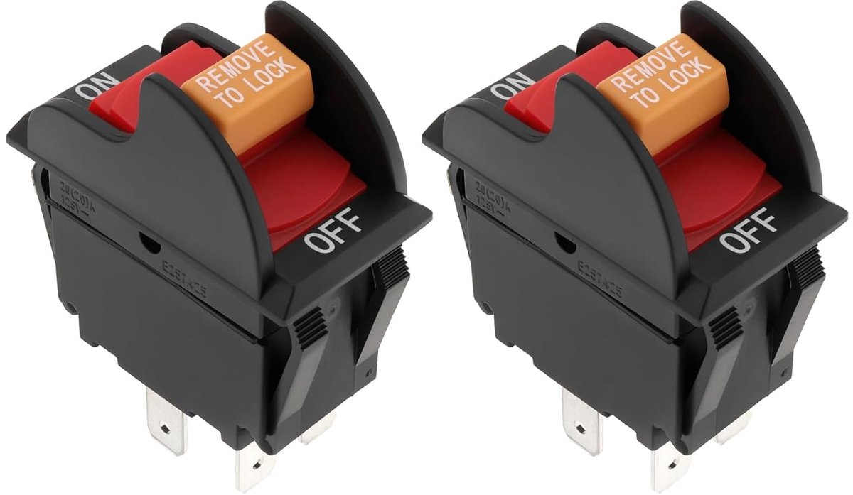 SnelShoppen - 2 Stuks SW7A Tafelzaag Aan/Uit Rockerschakelaar 12A/20A 250V Compatibel met Diverse Merken voor Houtbewerking