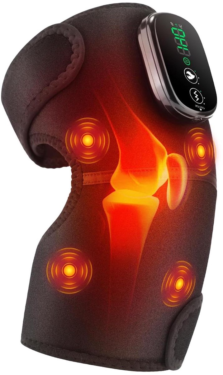 Verwarmde Kniebandage - Massage Kussen - Spierherstel Ontspanning - XL XL Dekking - 56x30 cm - Zwart