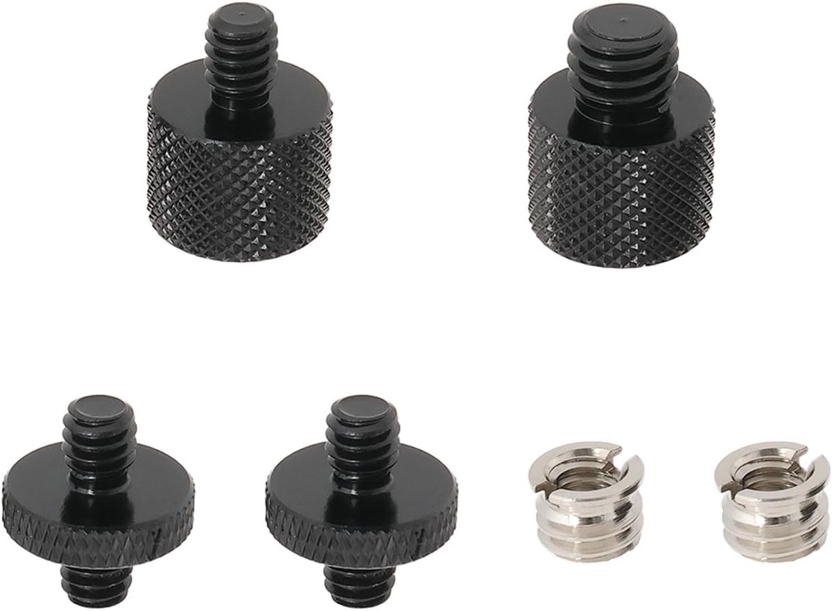 SnelShoppen - Camera Statief Schroef Adapter Set 1/4" 3/8" Montage Converter voor Camera Monitor Tripod Mount Schouder Rig Zwart