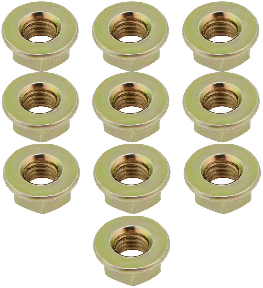 SnelShoppen - 100 Stuks M8 X 1.25 Draad Metrisch 8 Grade H.T Geel Verzinkte Flensmoeren DIN6923, Niet-gekartelde Flens Zeskant Moeren voor Schroeven e