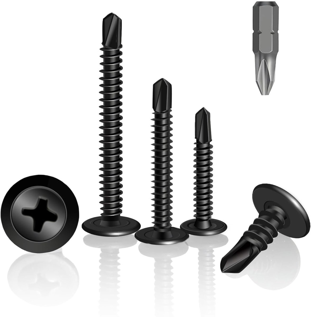 SnelShoppen - Pack van 200 Zwarte Zelftappende Schroeven 4.2 x 19 mm - Hoogwaardige Carbon Staal Bevestigingsschroeven voor Metaal, Hout, Plastic en A