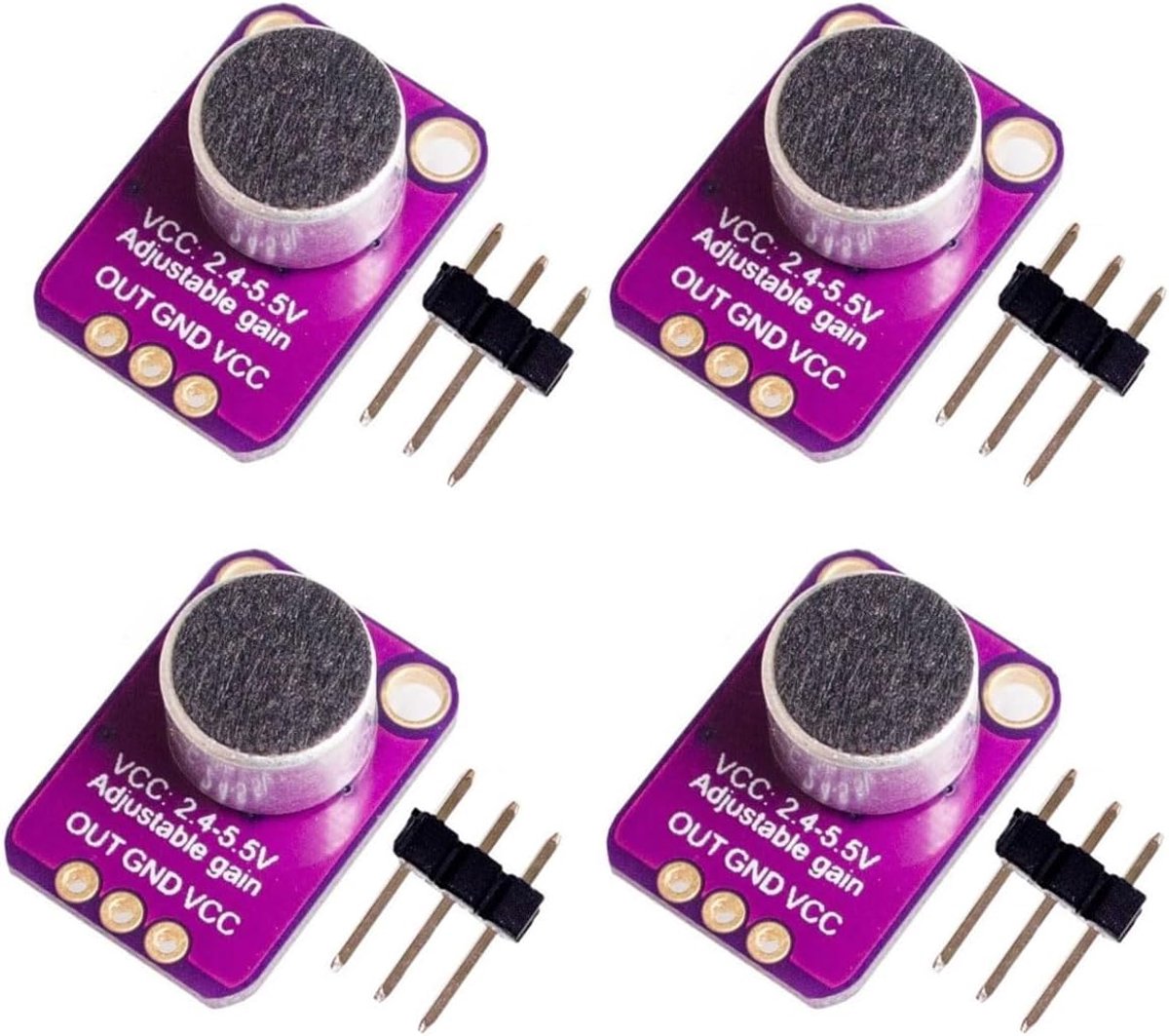 SnelShoppen - 4 Stuks GY-MAX4466 Electret Microfoon Versterker met Aanpasbare Versterking voor Arduino, Ideaal voor Projecten, Geluidsopnames en DIY