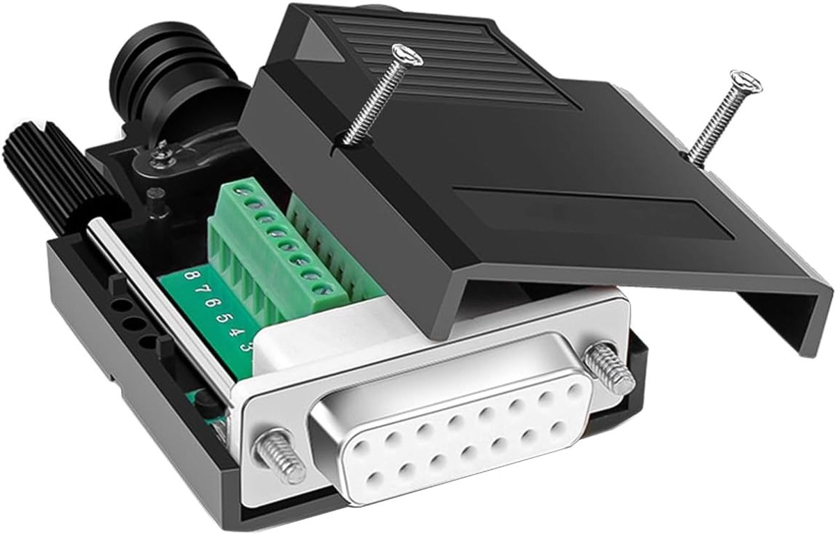SnelShoppen - DB15 Solderless Female Connector RS232 D-SUB Serieel Adapter met 15 Pin Solderless Breakout Board, 16mm Dun, Goudgeplateerd Koper, Conne