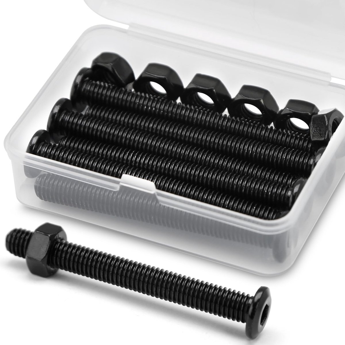 SnelShoppen - Set van Bouten en Inbusschroeven M8 x 60 mm Roestvrij Staal 304 Zwart Oxide - Meubel Schroeven en Bevestigingsschroeven (6 Stuks)