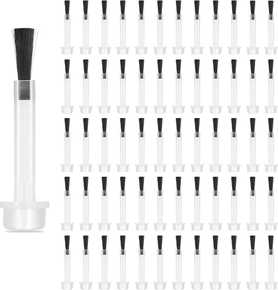 SnelShoppen - Nagellak Vervangborstel Set, 60 Stuks, Wegwerp Nagelborstels met Handvat, Dipping Poeder, Vloeistof Vervangborstels, Zachte Haren, Nagel