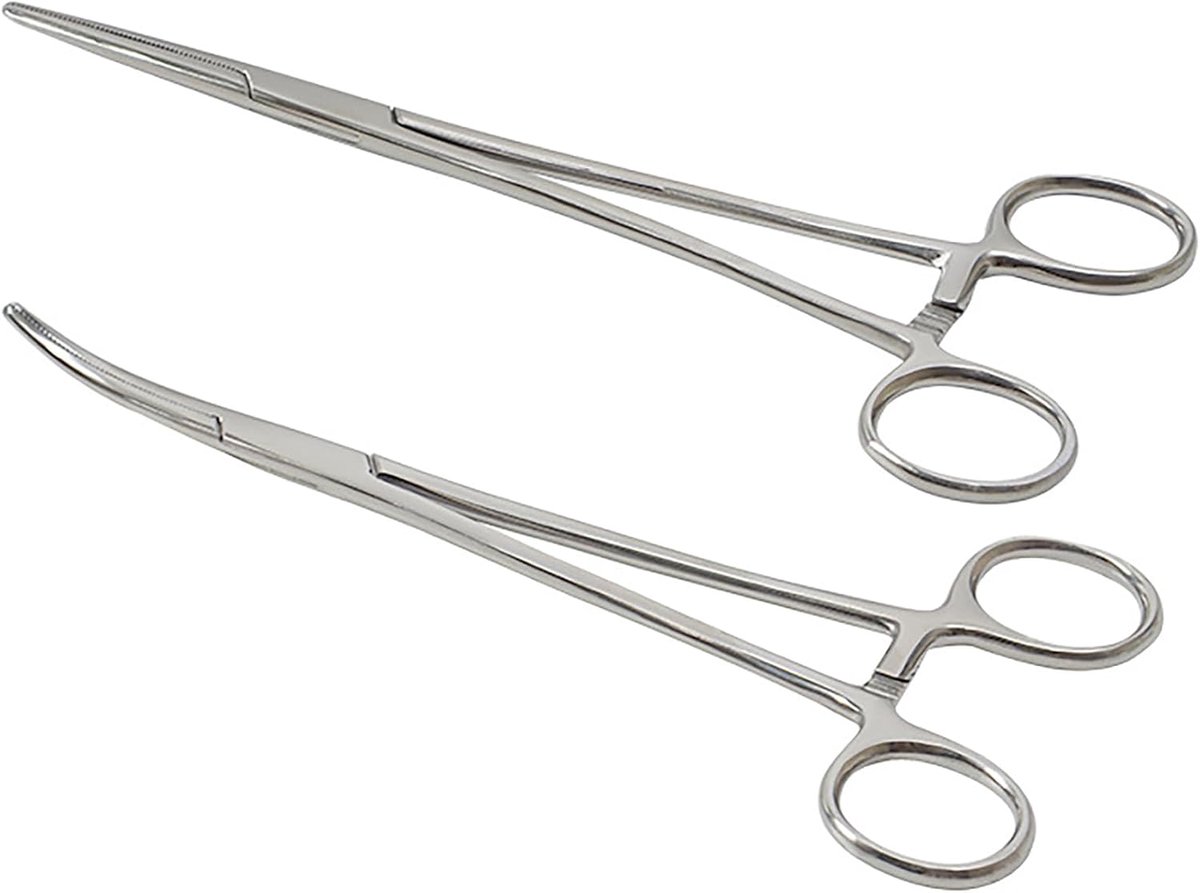 SnelShoppen - 2-delige 12.5cm Piercing Tangen Set, Rechte en Gebogen RVS Klemmen voor Eindnaaiwerk, Soldeerprojecten, Kunst en Ambachten