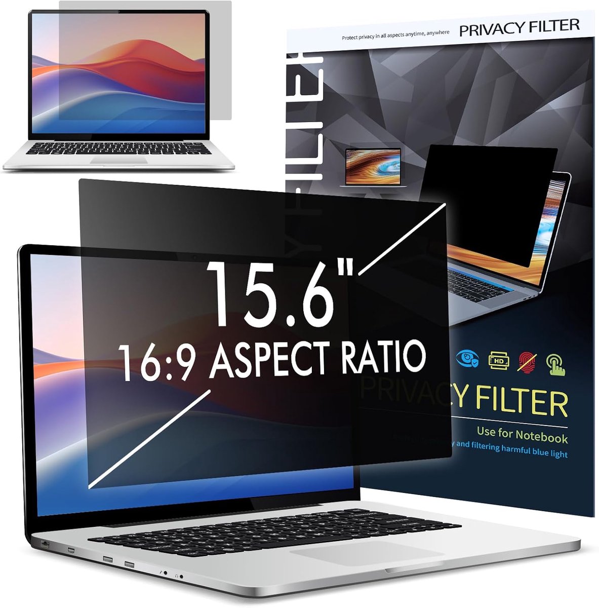 Laptop Privacy Filter 15.6 Inch - Afneembaar Schermbescherming - Anti-UV/Anti-Blauw Licht - Beschermt je Privacy - ShopVlot