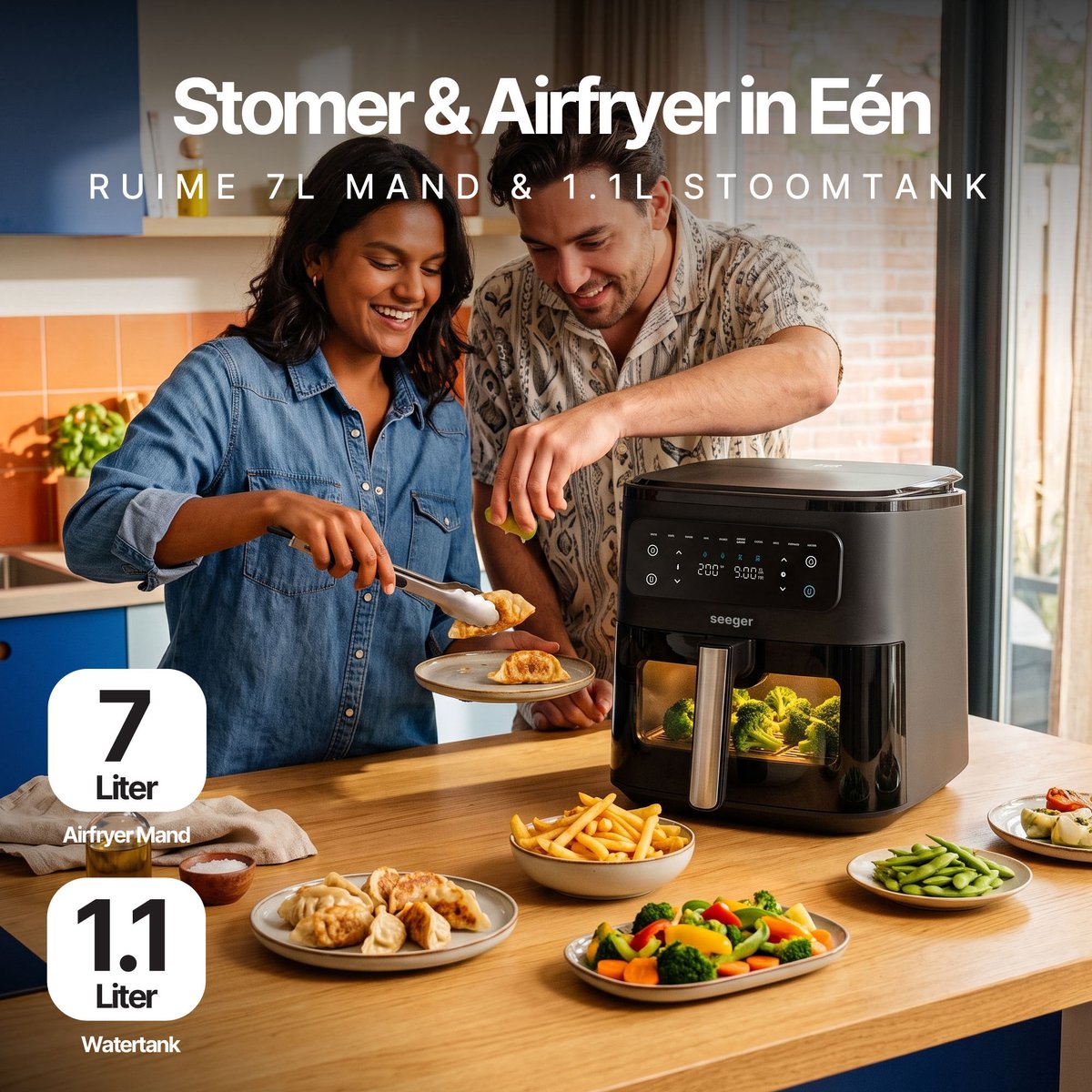 Elmarc SteamFry Airfryer met Stoomfunctie en Kijkvenster - afbeelding 3