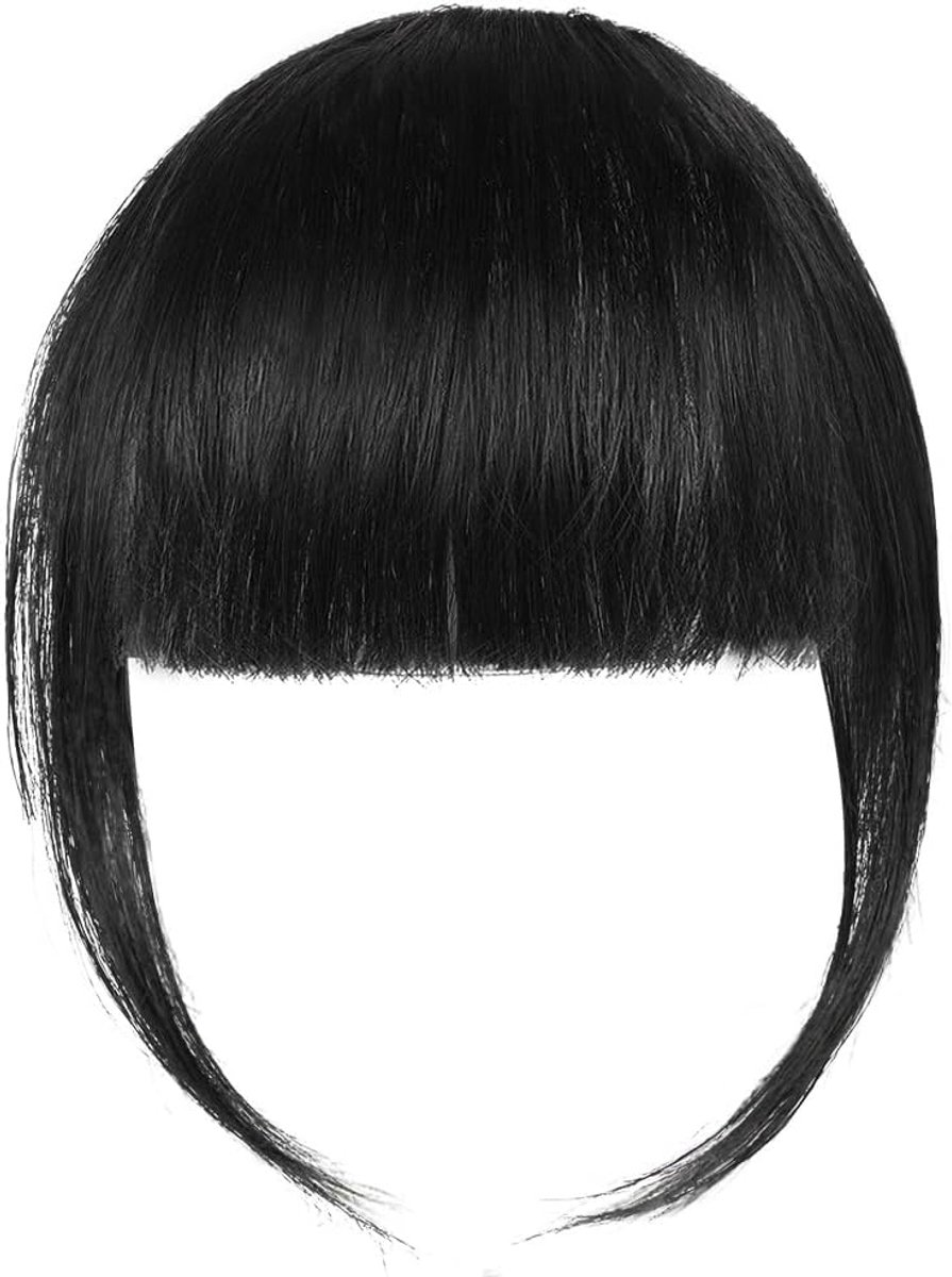 Clip in Bangs 100% Echte Haar - Natuurlijke Zwart - Voor een Mooie Gezichtscontour - SnelShoppen