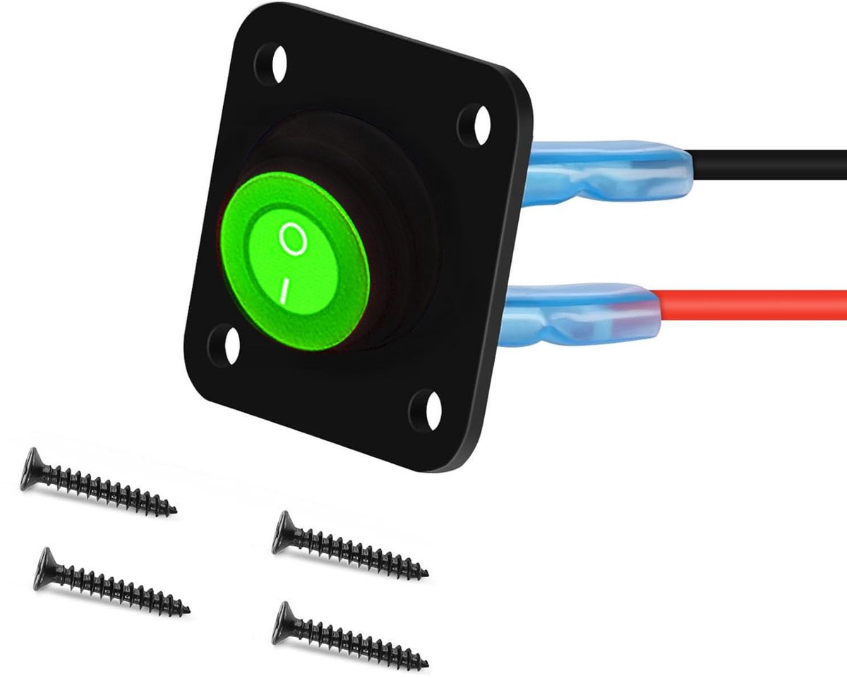 SnelShoppen - Verlichte Rond Schakelaar 12V 3 Pin DC 12V-24V 20A Aan/Uit, LED Toggle Schakelaar voor Auto, Boot, Vrachtwagen, Groen