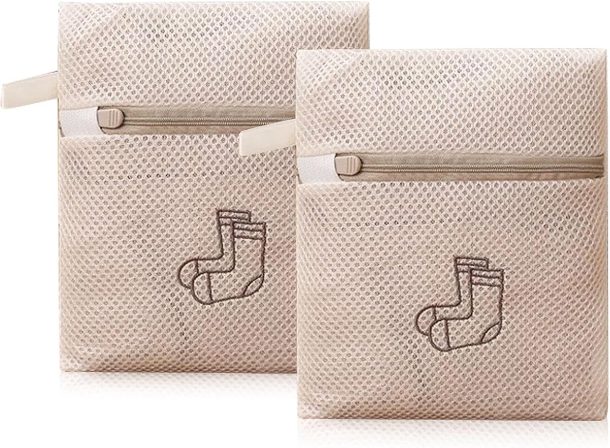 SnelShoppen - 2 Pack Mesh Waszakken Reissokken Wasnet met Rits voor Delicate Kleding, Bh, Lingerie, Ondergoed, Schoenen, 18 x 20 cm