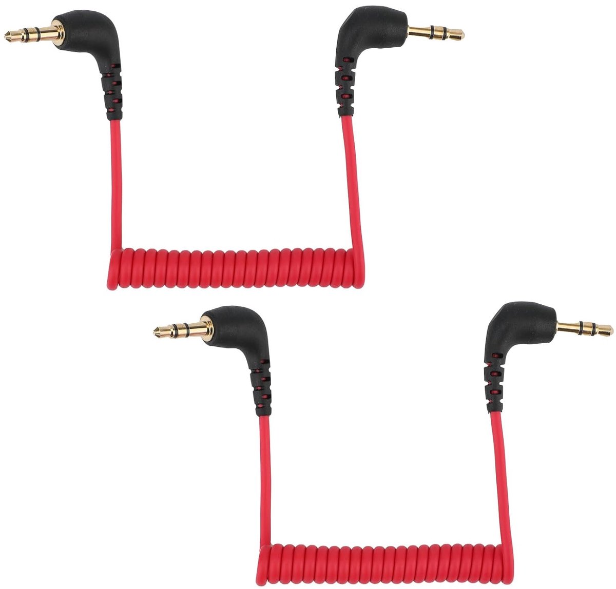 2Pcs 3.5mm Microphone Cable, Camera Audio Cable 3.5mm TRS Spiral Double Patch Cable Audio Microphone Cable Compatible - ShopVlot