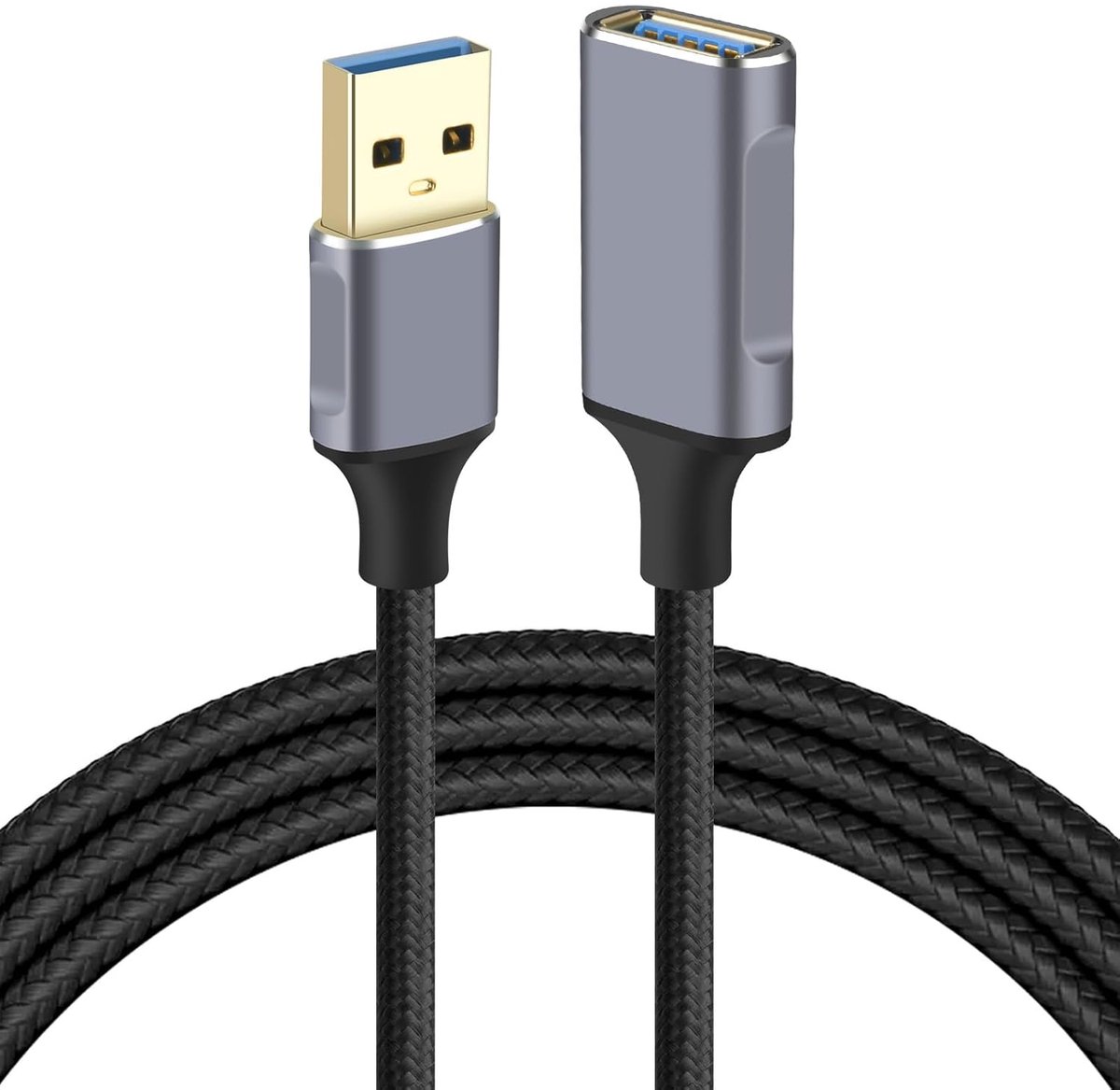 SnelShoppen - USB 3.0 Extension Kabel 1m - Plug naar Bus A - 5Gbps Verlengkabel voor USB Stick, USB Hub, Harde Schijf, Extern Toetsenbord, Muis, Print