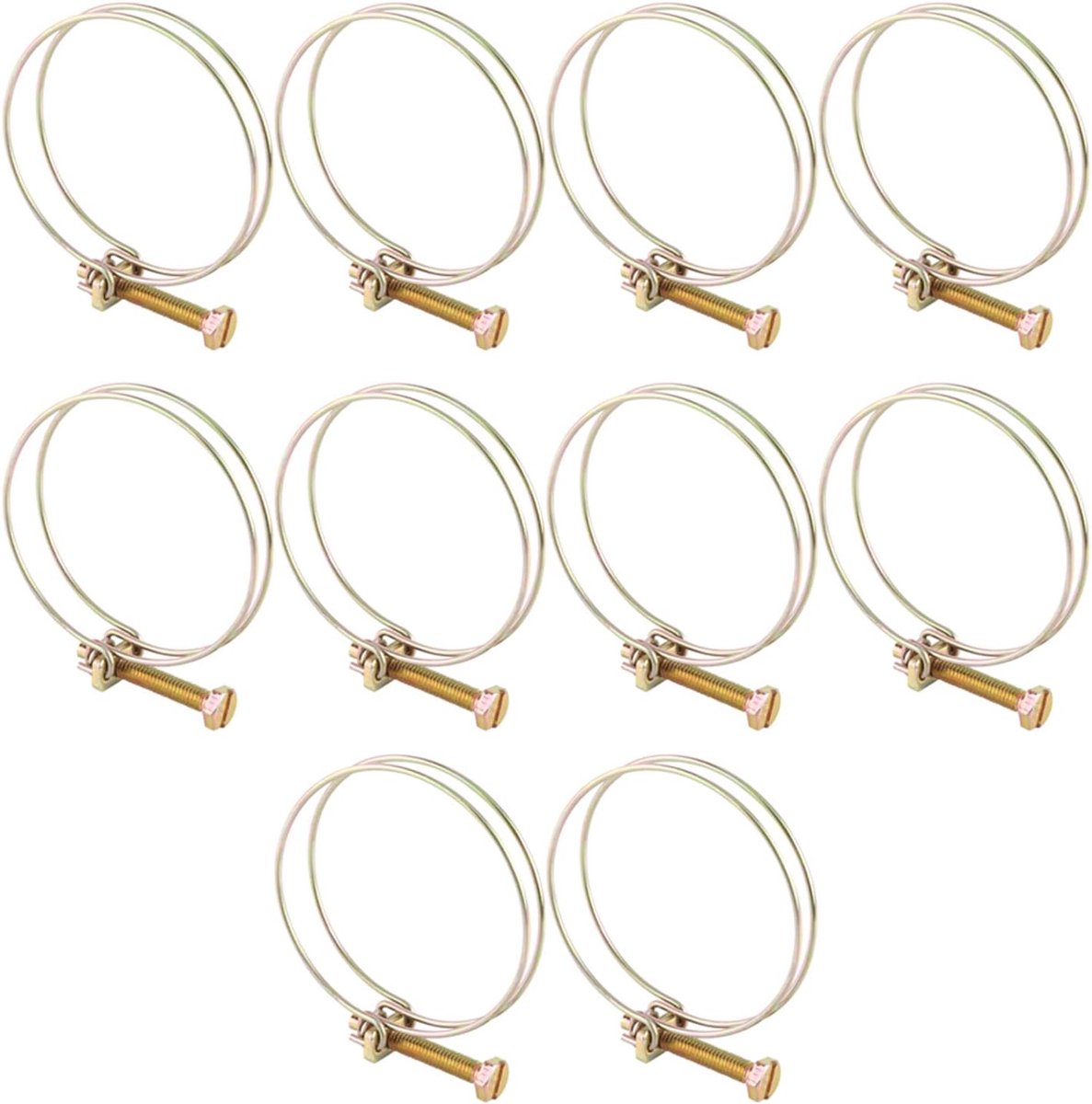SnelShoppen - 10 Stuks Verstelbare Slangklemmen Dubbele Draad Water Slang Worm Gear Klem Tube Clip voor Pijp Clip Hoepel Loodgieterij (Optionele Maat)