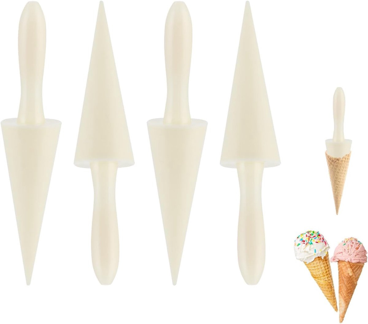SnelShoppen - 4 Stuks Wafel Cone Rollers 5.5 Inch IJs Bak Mallen Plastic Wafel Moulds voor Zelfgemaakte Wafels IJszakken Keukenaccessoires
