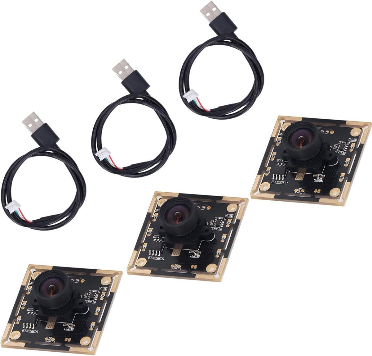 SnelShoppen - 3 PCS 1MP USB Camera Module, USB 2.0 30 FPS Webcam Module, 100 Graden Panorama, OV9732 Computer Webcam Board voor Computer, Laptop en Af